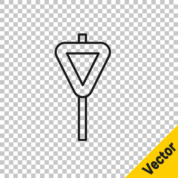 Señal Tráfico Línea Negra Icono Señal Aislado Sobre Fondo Transparente — Vector de stock