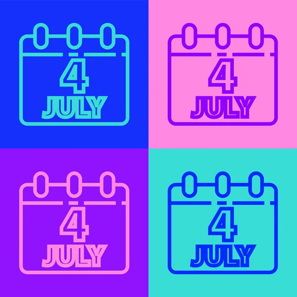 Pop Konst Linje Dag Kalender Med Datum Juli Ikonen Isolerad — Stock vektor