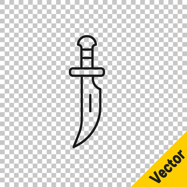 Black Line Dagger Icon Isolated Transparent Background Knife Icon Sword — Stock Vector