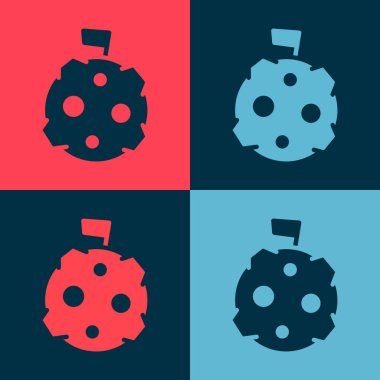 Bayrak simgesi arkaplanda izole edilmiş Pop Art Moon. Vektör.