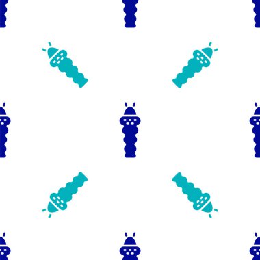 Mavi Larva böcek ikonu beyaz arka planda izole edilmiş kusursuz desen. Vektör.