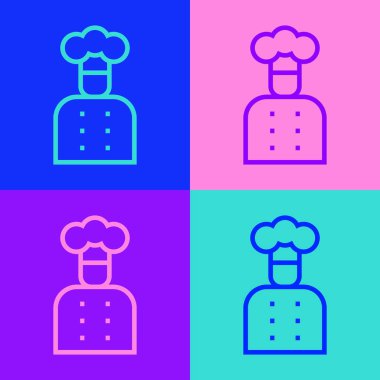 Pop sanat çizgisi İtalyan aşçı ikonu renk arkaplanda izole edilmiş. Vektör.