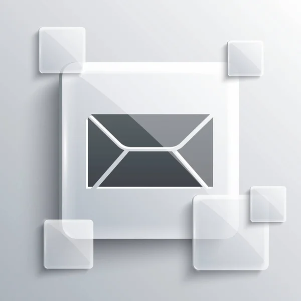 灰色信封图标孤立在灰色背景 电子邮件信件符号 方块玻璃面板 — 图库矢量图片