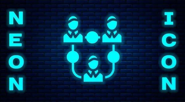 Glowing Neon Project Team Base Icon 배경에 컨설팅 프로젝트 Vector — 스톡 벡터