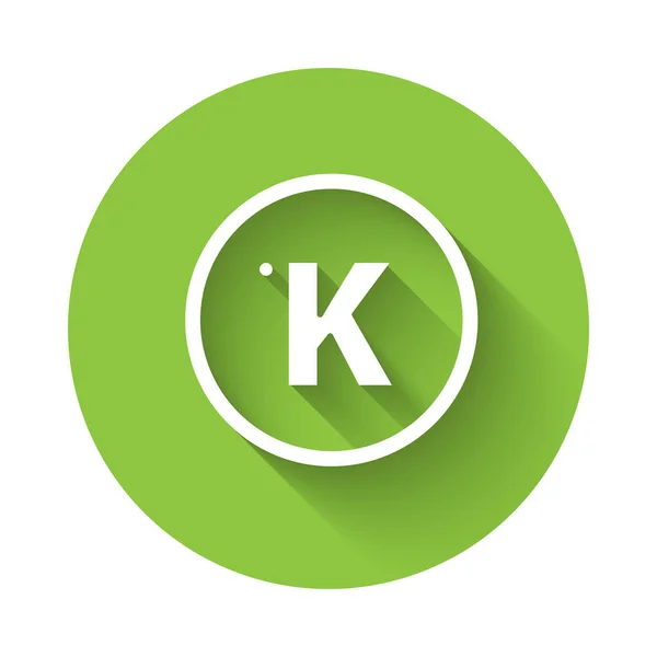 Vit Kelvin Ikon Isolerad Med Lång Skugga Grön Cirkel Knapp — Stock vektor