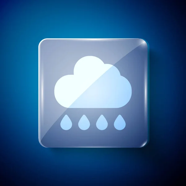 Λευκό Σύννεφο Εικονίδιο Βροχής Απομονωμένο Μπλε Φόντο Βροχή Σύννεφο Βροχόπτωση — Διανυσματικό Αρχείο