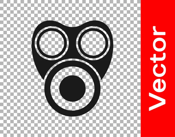 Icono Máscara Gas Negro Aislado Sobre Fondo Transparente Signo Respiratorio — Vector de stock