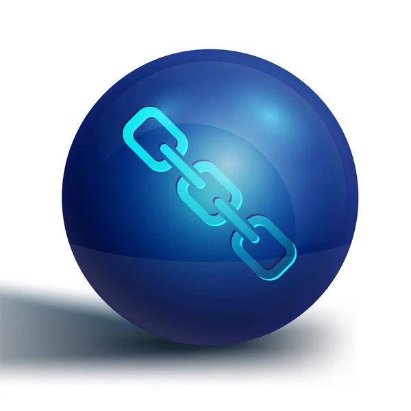 Μπλε Αλυσίδα Σύνδεση Εικονίδιο Απομονώνονται Λευκό Φόντο Σύνδεσμος Μονό Σύμβολο — Διανυσματικό Αρχείο