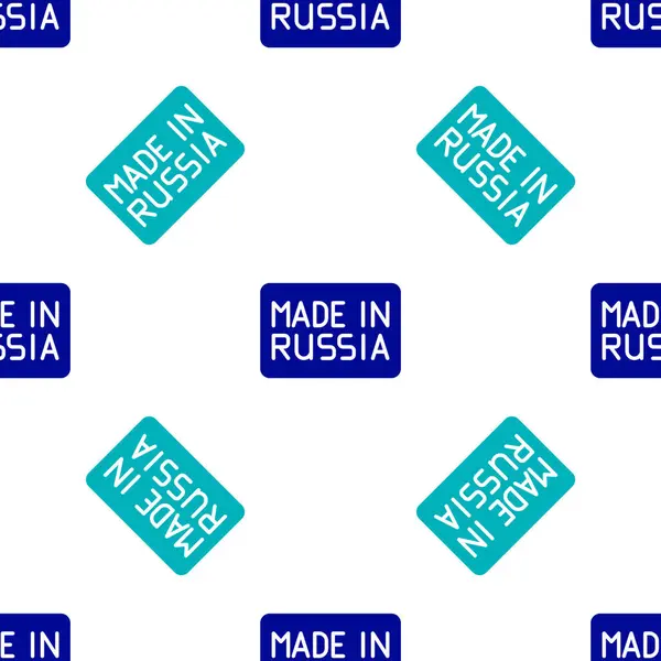 Azul Made Russia Ícone Isolado Padrão Sem Costura Fundo Branco — Vetor de Stock