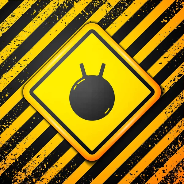Μαύρο Εικονίδιο Kettlebell Απομονώνεται Κίτρινο Φόντο Αθλητικός Εξοπλισμός Σημάδι Προειδοποίησης — Διανυσματικό Αρχείο
