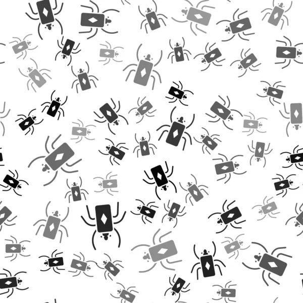 Escarabajo Negro Icono Error Aislado Patrón Sin Costuras Sobre Fondo — Vector de stock
