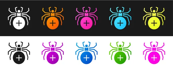 Définir Icône Spider Isolée Sur Fond Noir Blanc Bonne Fête — Image vectorielle