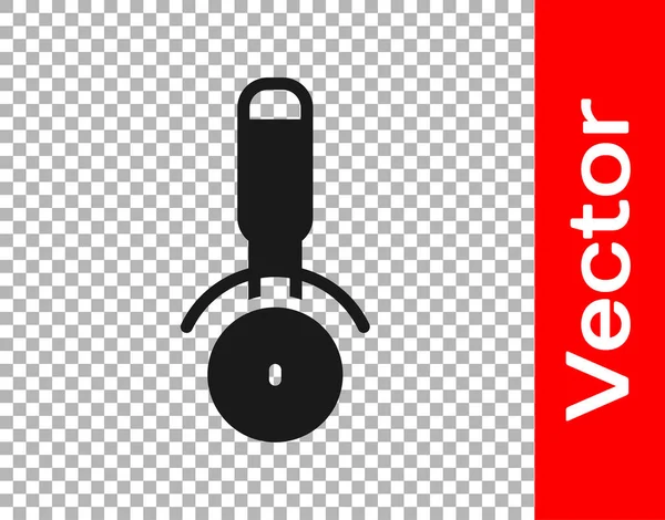 Icono Cuchillo Pizza Negro Aislado Sobre Fondo Transparente Signo Cortador — Vector de stock