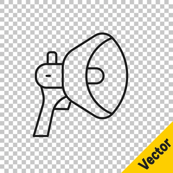 Schwarze Linie Megafon Symbol Isoliert Auf Transparentem Hintergrund Lautsprecherzeichen Vektor — Stockvektor