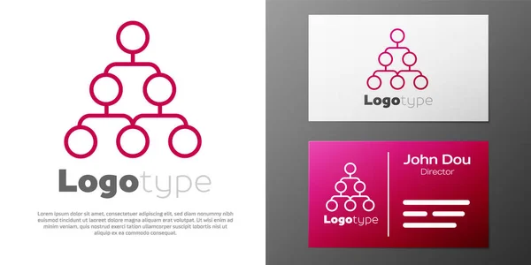 Logotyp Linie Business Hierarchie Organogramm Diagramm Infografik Symbol Isoliert Auf — Stockvektor