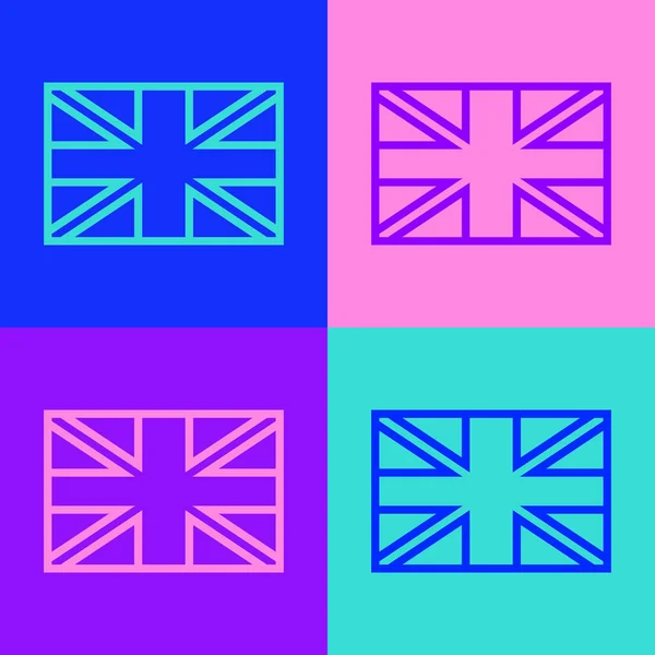 Pop Art Line Flag Great Britain Icon Isolated Color Background — Stock Vector