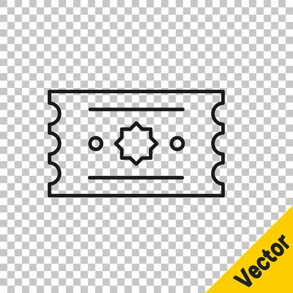 Schwarze Linie Ticket Symbol Isoliert Auf Transparentem Hintergrund Freizeitpark Vektor — Stockvektor