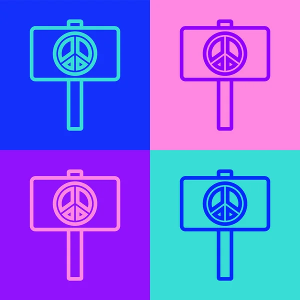 Pop Art Γραμμή Peace Εικονίδιο Απομονώνονται Φόντο Χρώμα Χίπη Σύμβολο — Διανυσματικό Αρχείο