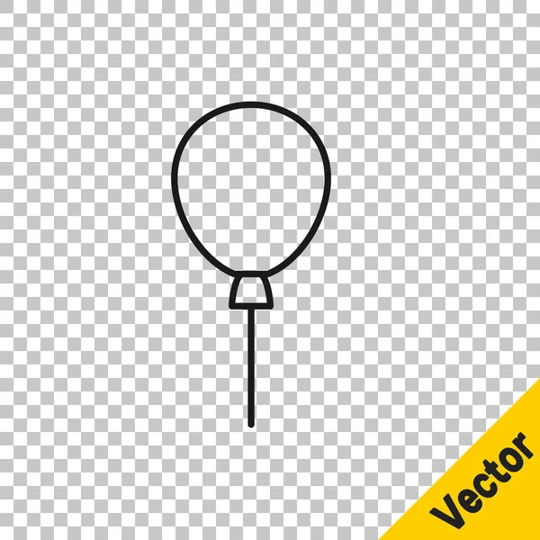 Línea Negra Globos Con Icono Cinta Aislado Sobre Fondo Transparente — Vector de stock