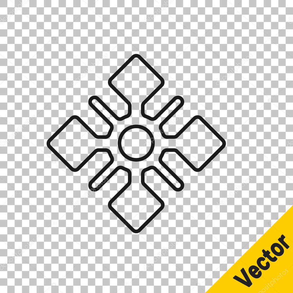 Black line Snowflake icon isolated on transparent background.  Vector.