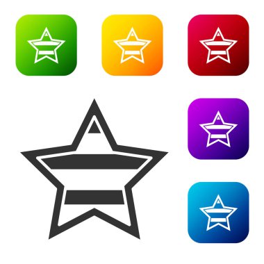 Siyah ABD Bağımsızlık Günü simgesi beyaz arka planda izole edildi. 4 Temmuz. Amerika Birleşik Devletleri ülkesi. Renkli kare düğmelerle simgeleri ayarla. Vektör.