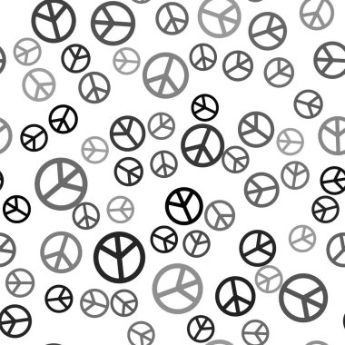 Siyah Barış simgesi, beyaz arka planda izole edilmiş kusursuz desen. Hippi barış sembolü. Vektör.