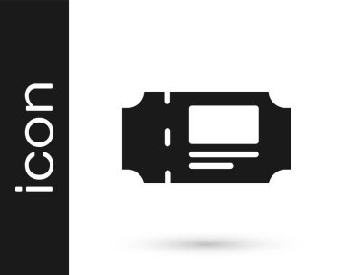 Siyah müze bileti ikonu beyaz arka planda izole edildi. Tarih müzesi bileti etkinliği sergi gezisini kabul ediyor. Vektör.