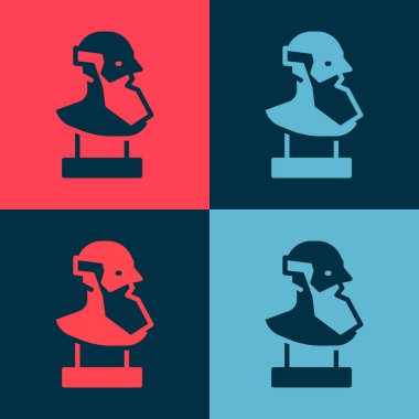 Pop Art Antik büst heykel simgesi renk arka planında izole. Vektör.