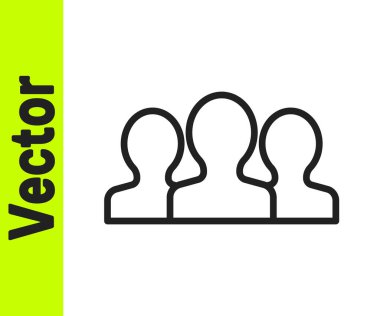 Siyah çizgi kullanıcı grubu simgesi beyaz arkaplanda izole edildi. Bir grup insan ikonu. İş simgesi - kullanıcı profili simgesi. Vektör.