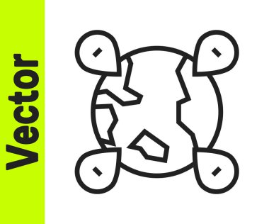 Beyaz arkaplanda izole edilmiş siyah çizgi simgesi. Dünya ya da Dünya işareti. Vektör.