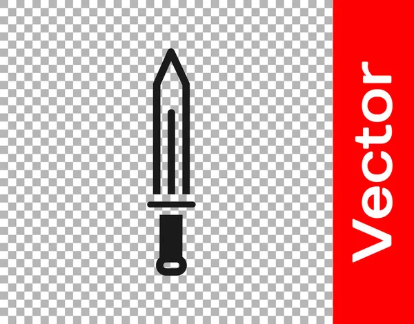 Icono Espada Medieval Negra Aislado Sobre Fondo Transparente Arma Medieval — Vector de stock