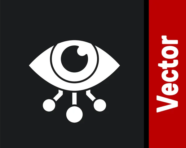White Eye Scan Symbol Isoliert Auf Schwarzem Hintergrund Augen Abtasten — Stockvektor
