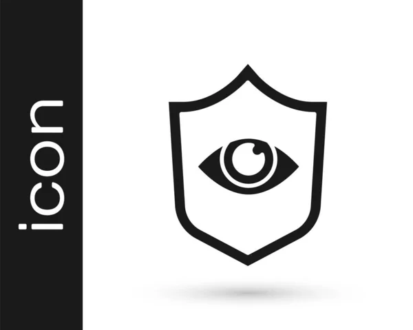 Escudo Negro Icono Del Ojo Aislado Sobre Fondo Blanco Seguridad — Vector de stock