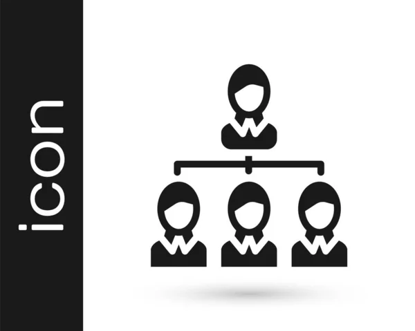 Icône Infographie Organogramme Hiérarchie Affaires Noire Isolée Sur Fond Blanc — Image vectorielle