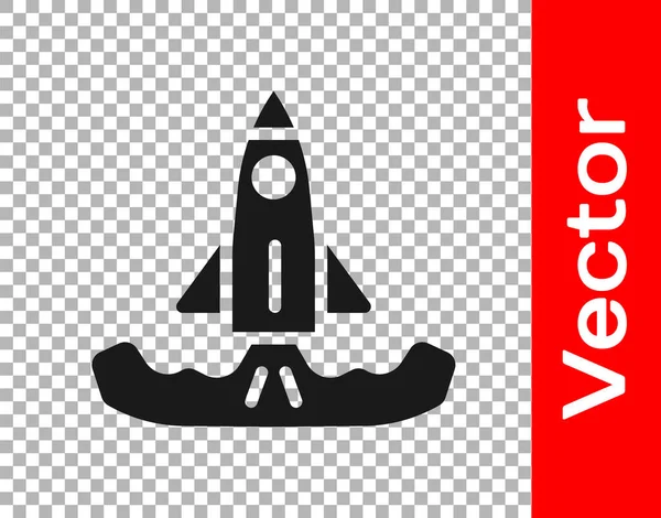 Black Rocket Symbol Isoliert Auf Transparentem Hintergrund Vektor — Stockvektor