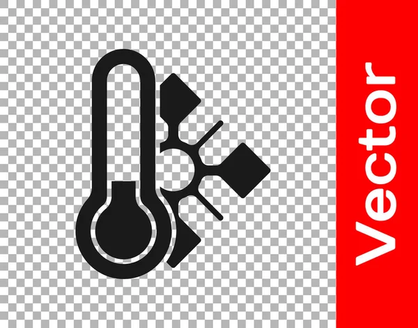 Schwarzes Thermometer Messsymbol Isoliert Auf Transparentem Hintergrund Thermometer Die Heißes — Stockvektor