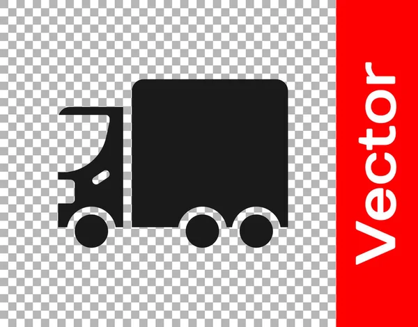 Black Delivery Cargo Truck Vehicle Icon Isolated Transparent Background Vector — Stock Vector