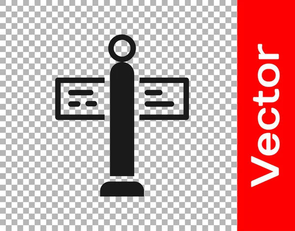 Schwarzes Verkehrszeichen Wegweiser Symbol Isoliert Auf Transparentem Hintergrund Zeigersymbol Straßeninformationsschild — Stockvektor