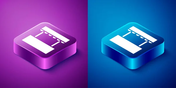 Isometric Ticket Box Office Icon Isolated Blue Purple Background Ticket — Stock Vector