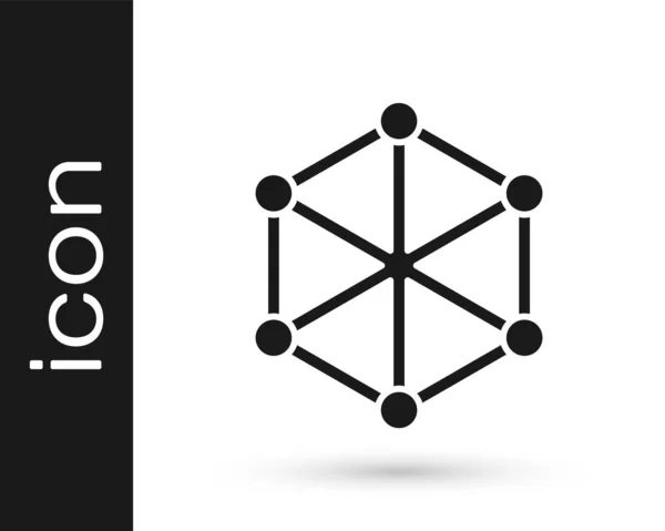 Ikona Technologii Black Blockchain Białym Tle Dane Kryptowaluta Abstrakcyjny Geometryczny — Wektor stockowy
