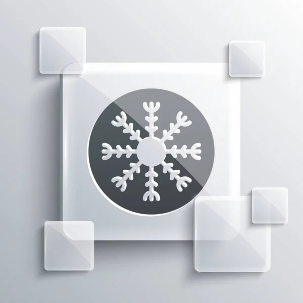 Grey Snowflake Icon Isolated Grey Background Square Glass Panels Vector — Stock Vector