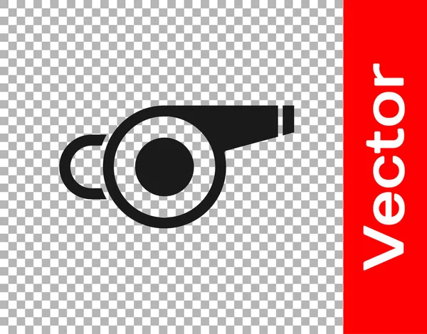 Ikona Black Whistle Izolovaná Průhledném Pozadí Symbol Rozhodčího Fitness Sportovní — Stockový vektor