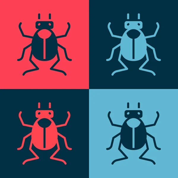 Pop Art Beetle Bug Εικονίδιο Απομονώνονται Στο Φόντο Χρώμα Διάνυσμα — Διανυσματικό Αρχείο