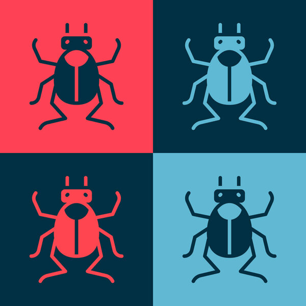Pop art Beetle bug icon isolated on color background.  Vector.