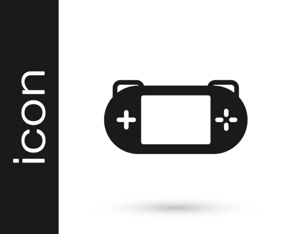 Black Portable Video Game Console Icon Isolated White Background Gamepad — Stock Vector