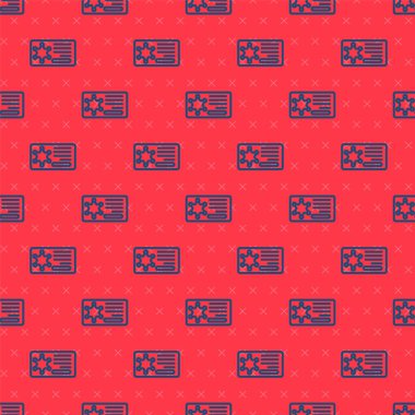 Mavi çizgi polis rozeti ikonu kırmızı arka planda izole edilmiş kusursuz desen. Şerif rozeti. Vektör.