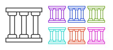 Siyah çizgi hapishane pencere simgesi beyaz arkaplanda izole edildi. Simgeleri renklendirin. Vektör.