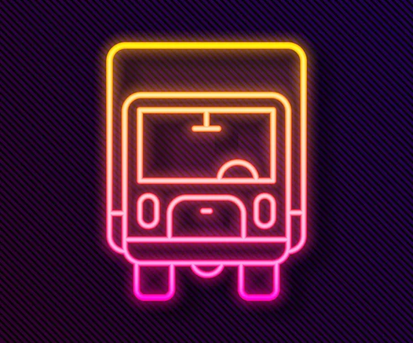 Žhnoucí Neonová Linka Dodávka Nákladní Vůz Ikona Izolované Černém Pozadí — Stockový vektor