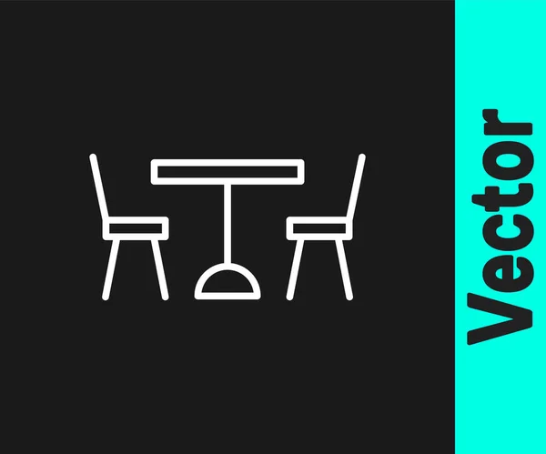 Ligne Blanche Table Pique Nique Avec Chaises Chaque Côté Icône — Image vectorielle