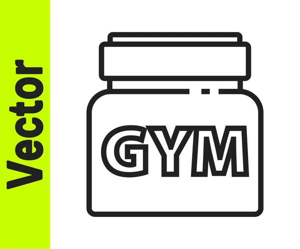 Black Line Sports Nutrition Bodybuilding Proteine Power Drink Food Icon — Stock Vector